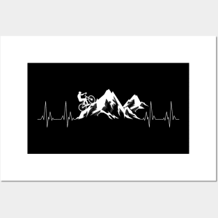 Cool Mountain Bike Gift Heartbeat  Funny Biking Rider Lover Posters and Art